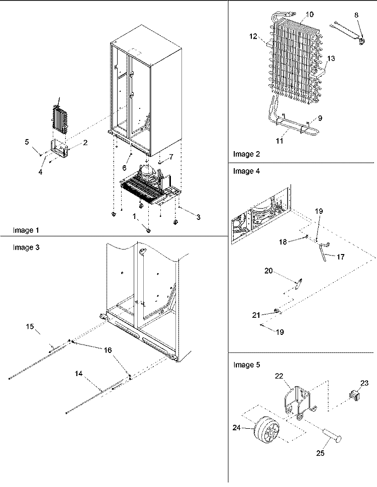Evap Assy, Drier & Rollers Diagram and Parts List for ARS2606BW PARS2606BW0 Amana Refrigerator