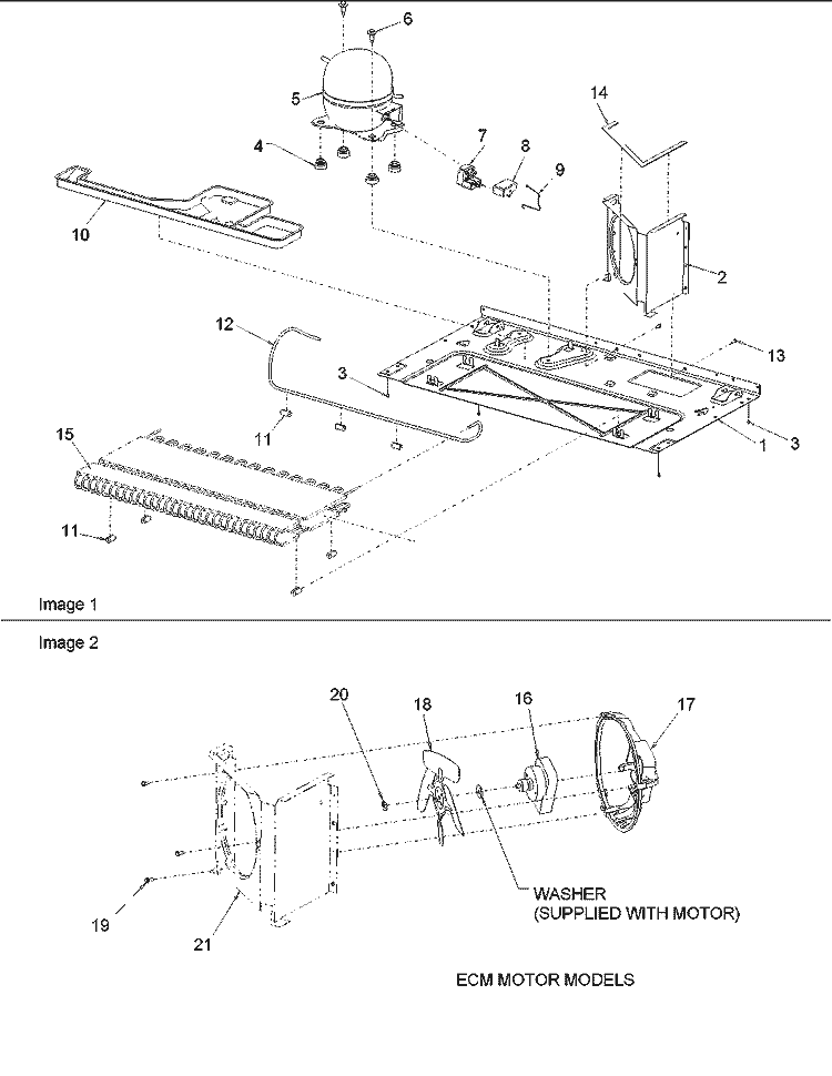 Machine Compartment Diagram and Parts List for ARSE667BC PARSE667BC0 Amana Refrigerator