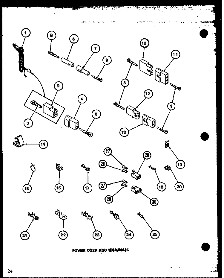 POWER CORD AND TERMINALS Diagram and Parts List for LGD512 P7762224W W Amana Dryer