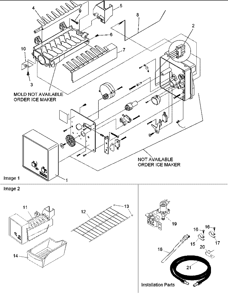 Ice Maker Assy & Parts Diagram and Parts List for DRT1802BC PDRT1802BC0 Amana Refrigerator