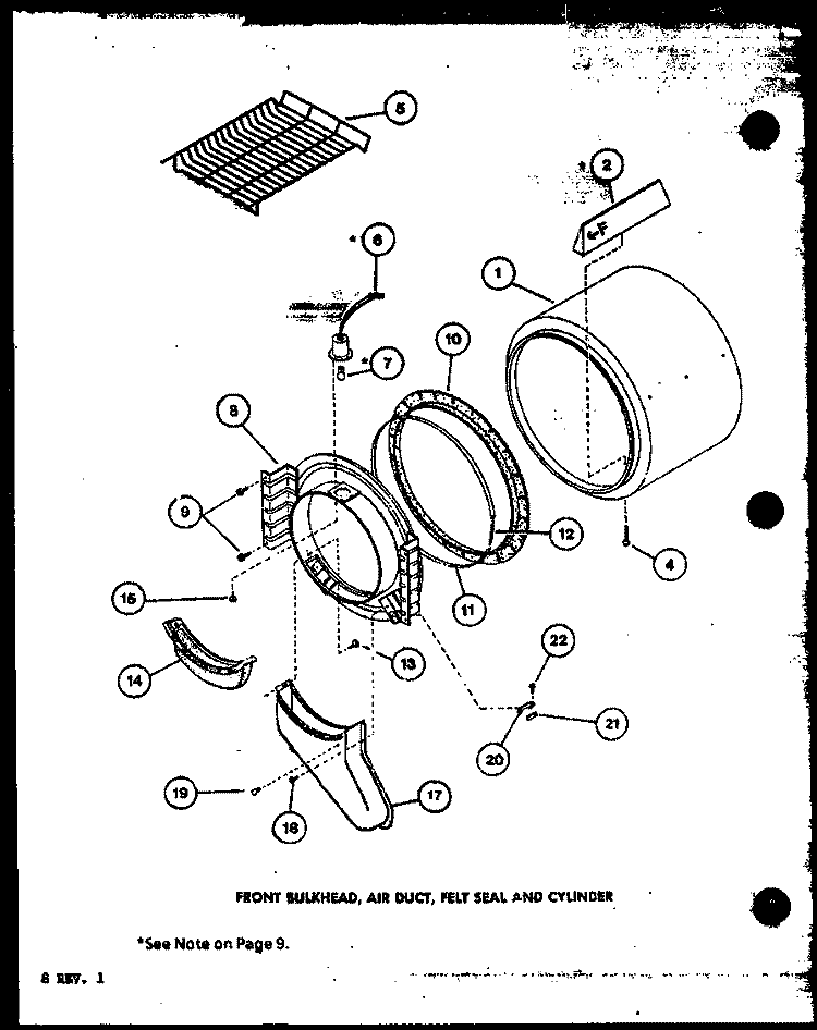 FRONT BULKHEAD Diagram and Parts List for LED902 P7804819W Amana Dryer