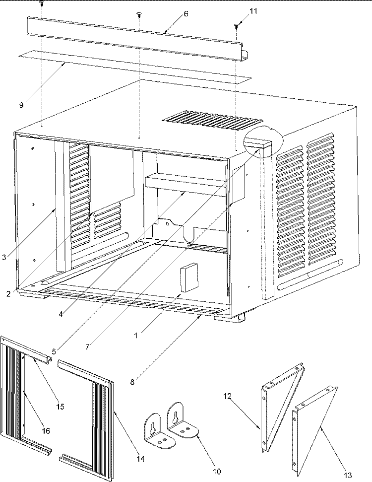 OUTER CASE ASSEMBLY Diagram and Parts List for AAC081STA PAAC081STA0 Amana Air Conditioner