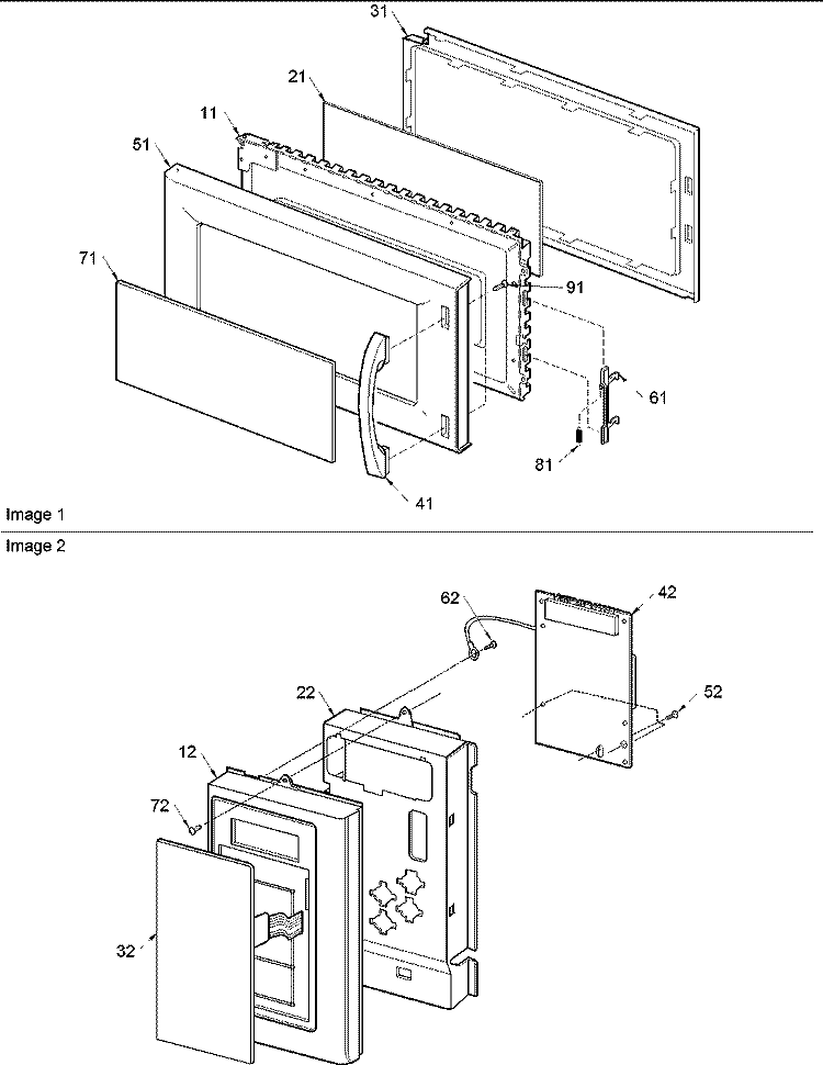 DOOR & CONTROLLER Diagram and Parts List for ACO1520AB PACO1520AB0 Amana Microwave