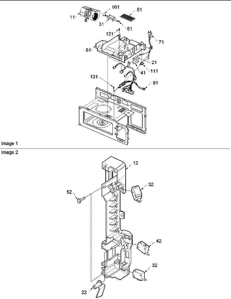 INTERIOR & LATCH BOARD Diagram and Parts List for ACO1520AB PACO1520AB0 Amana Microwave