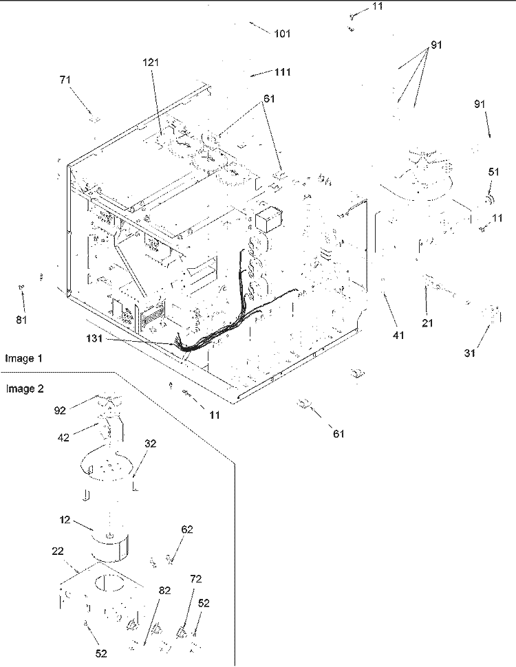 CHASSIS & BLOWER - TRIAC ASSEMBLY PARTS Diagram and Parts List for MC22MP P1198706M Amana Microwave