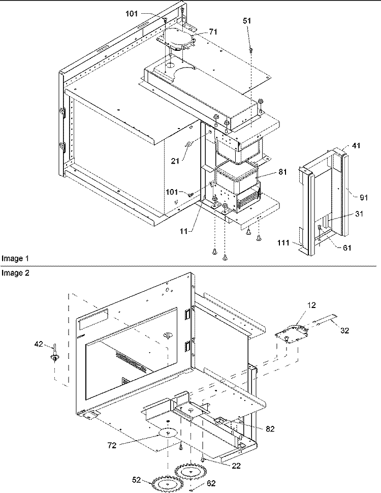 OVEN CAVITY ASSY Diagram and Parts List for DEC18E P1325211M Menumaster Microwave