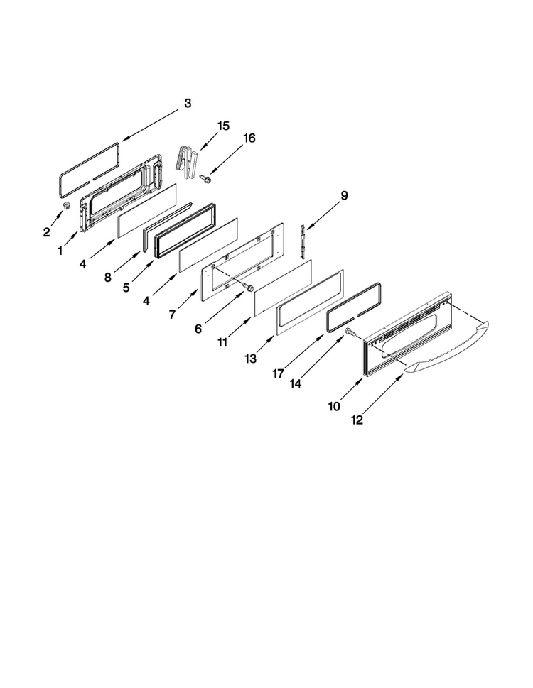 Upper Door Parts Diagram and Parts List for MER6755AAS26  Maytag Range