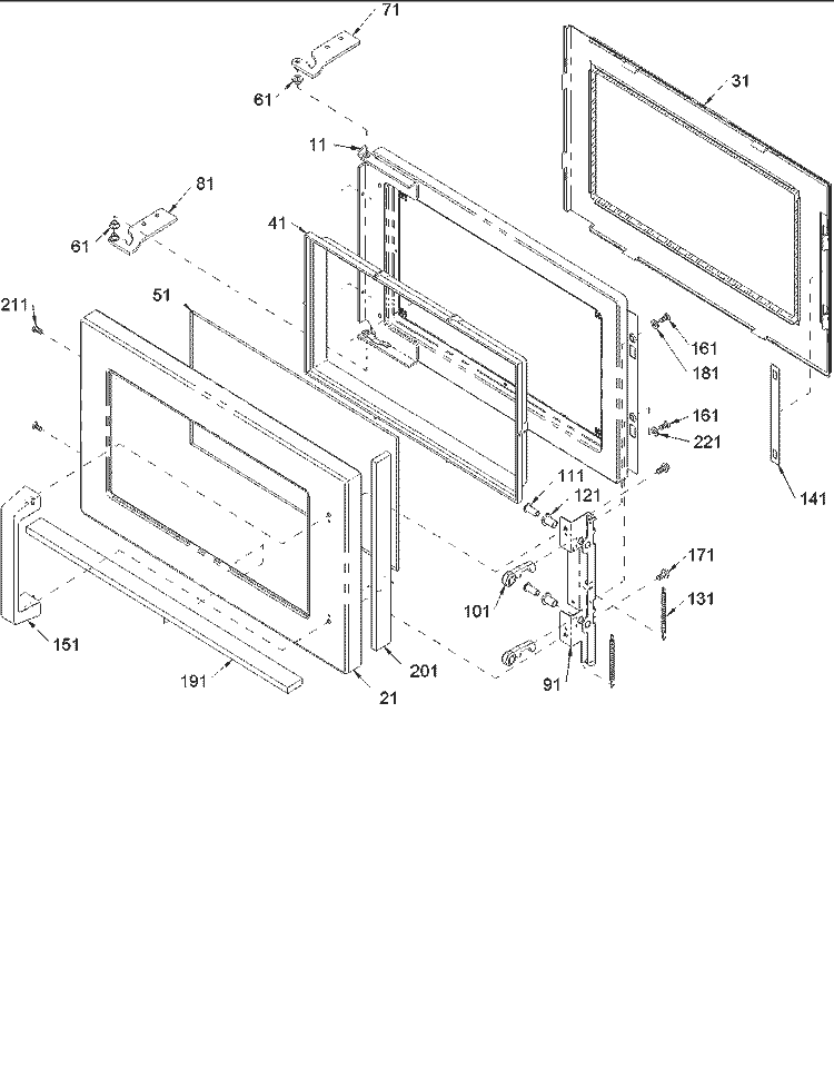 DOOR ASSY Diagram and Parts List for DEC18E P1325211M Menumaster Microwave
