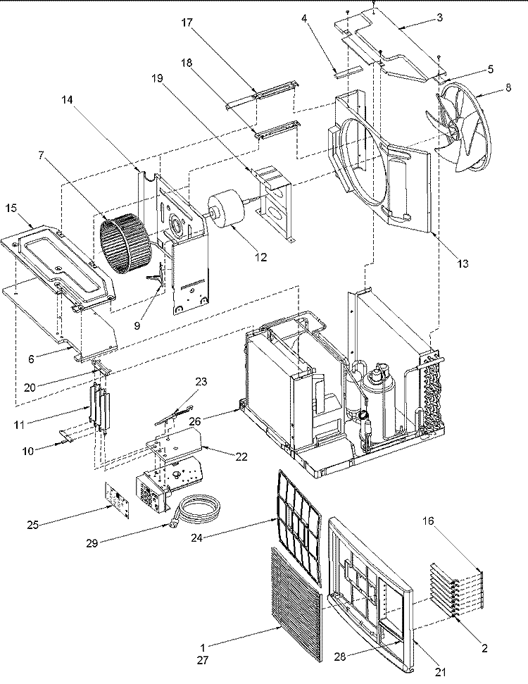 CHASSIS ASSEMBLY Diagram and Parts List for AAC101STA PAAC101STA0 Amana Air Conditioner