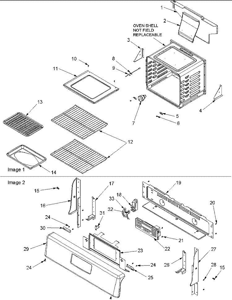 Cavity and Backguard Diagram and Parts List for ACF3355AW PACF3355AW1 Amana Range
