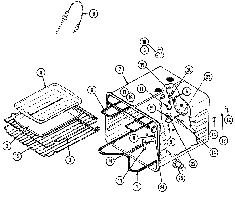 OVEN Diagram and Parts List for WW2780B-C  Jenn-Air Wall Oven