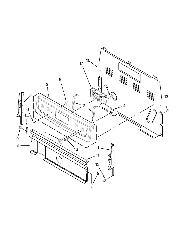 Control Panel Parts Diagram and Parts List for ACR4503SEB0  Amana Range
