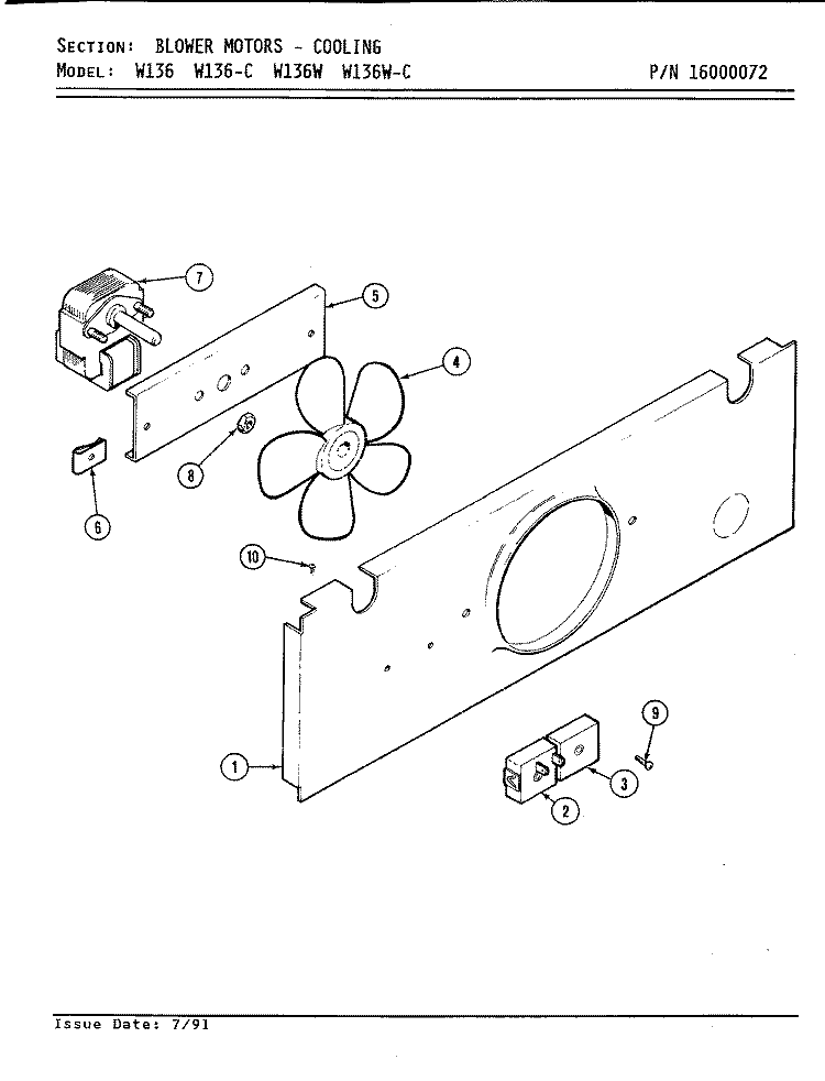 BLOWER MOTOR (COOLING) Diagram and Parts List for W136  Jenn-Air Wall Oven