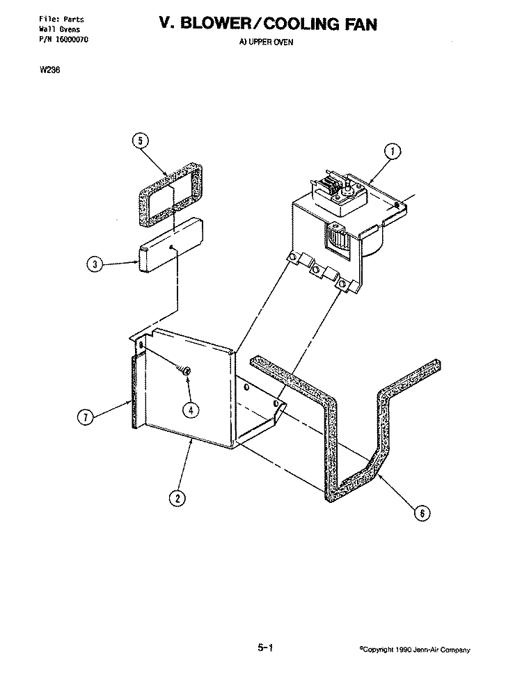 BLOWER MOTOR (COOLING FAN UPPER) Diagram and Parts List for W236  Jenn-Air Microwave Oven Combo