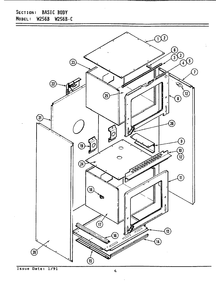 BODY (W256) Diagram and Parts List for W256  Jenn-Air Wall Oven