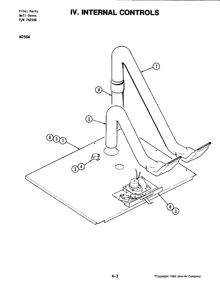 INTERNAL CONTROLS (W256W) Diagram and Parts List for W256W  Jenn-Air Wall Oven