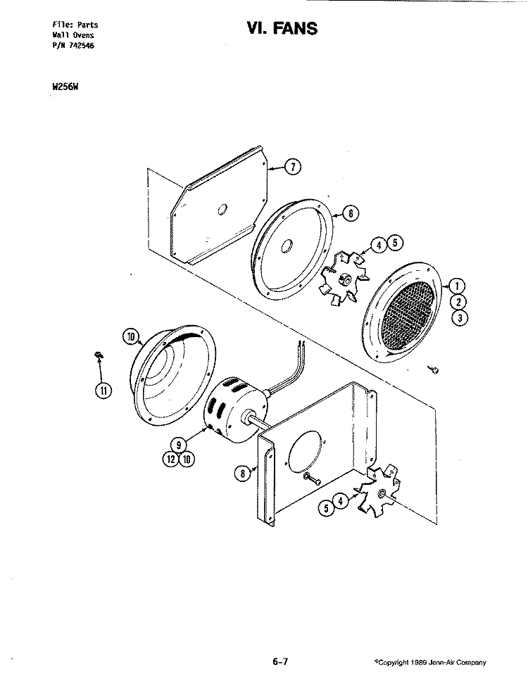 BLOWER MOTOR / COOLING (W256W) Diagram and Parts List for W256W  Jenn-Air Wall Oven