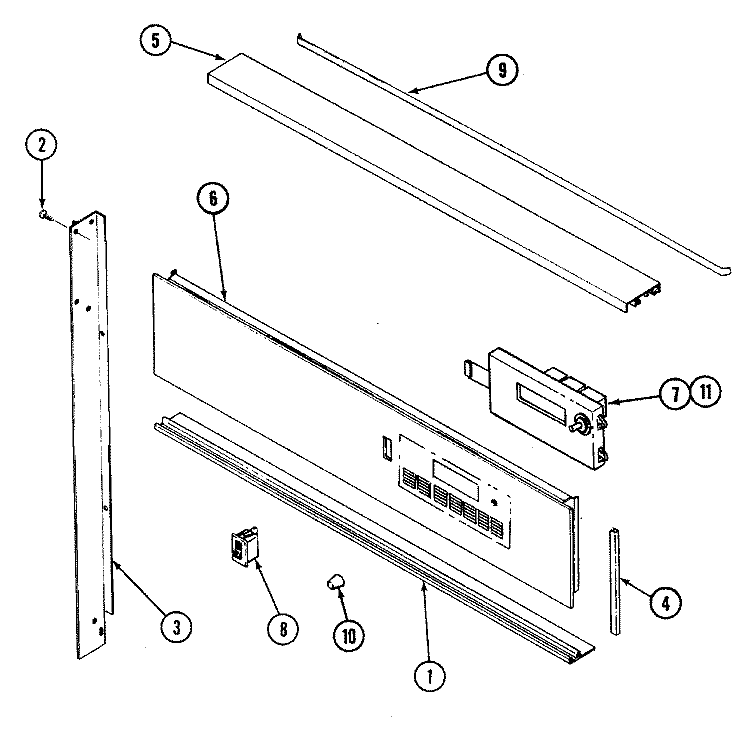 CONTROL PANEL Diagram and Parts List for L9875XRB  Norge Wall Oven