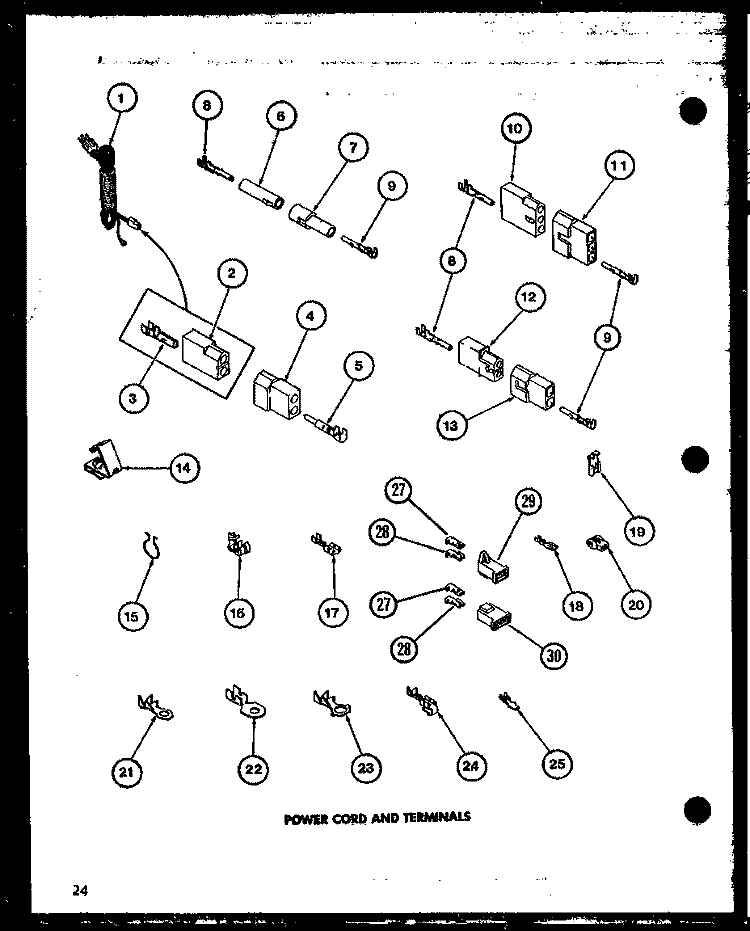 POWER CORD AND TERMINALS Diagram and Parts List for LG2112L P1122502W L Amana Dryer