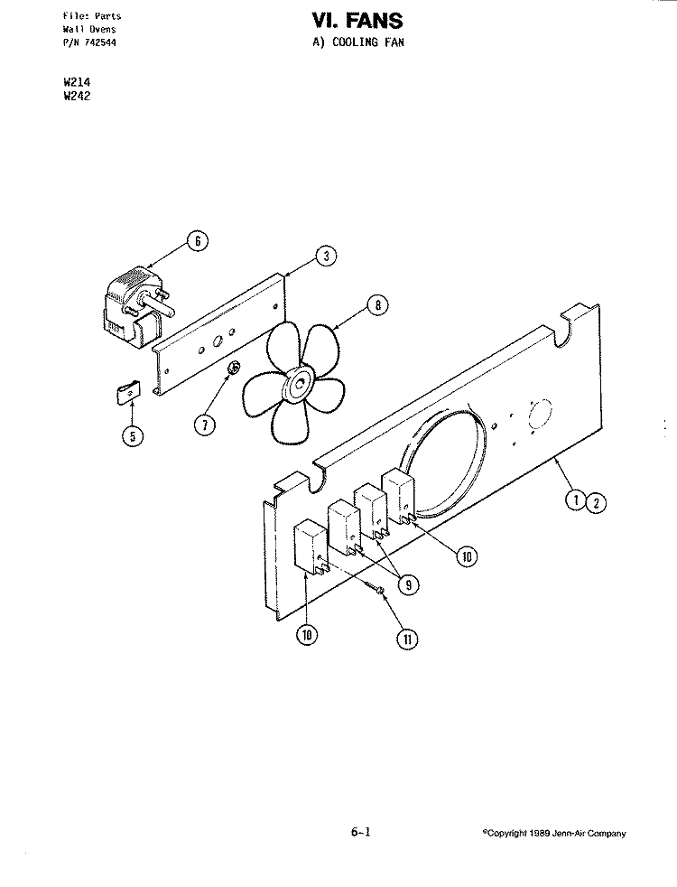 FANS (COOLING) Diagram and Parts List for W214  Jenn-Air Wall Oven