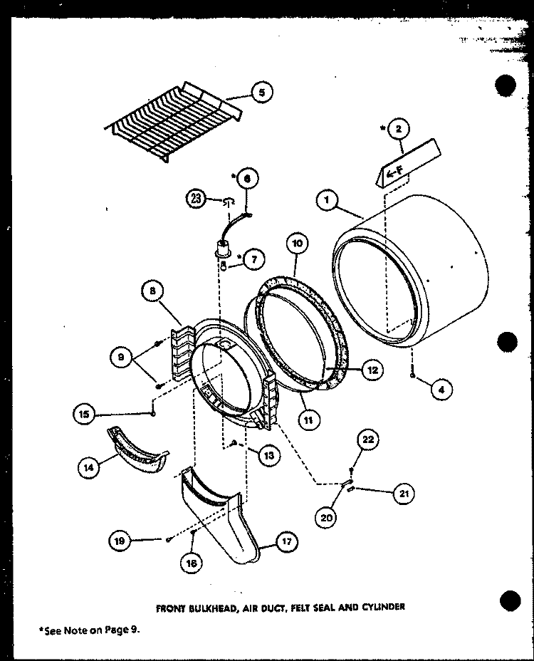 FRONT BULKHEAD Diagram and Parts List for LE3902L P1122604W L Amana Dryer