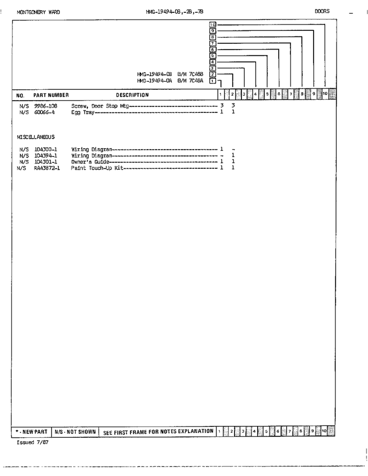 Doors Assembly Page 3 Diagram and Parts List for 19494B  Admiral Refrigerator