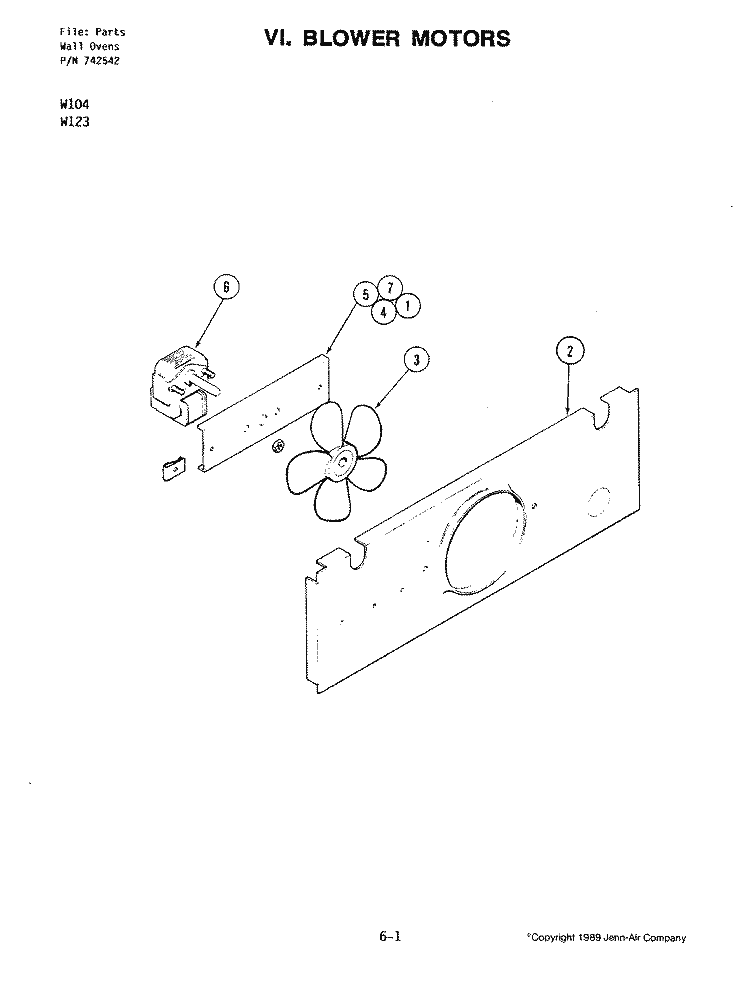 BLOWER MOTOR Diagram and Parts List for W123  Jenn-Air Wall Oven