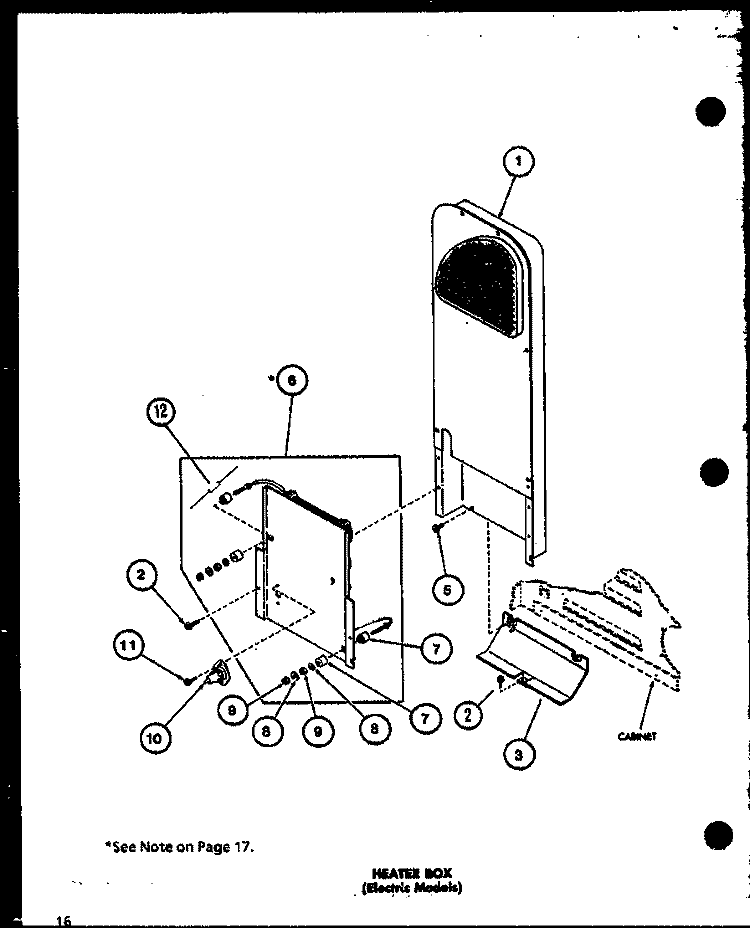 HEATER BOX (ELECTRIC MODELS) Diagram and Parts List for LE3902L P1122604W L Amana Dryer