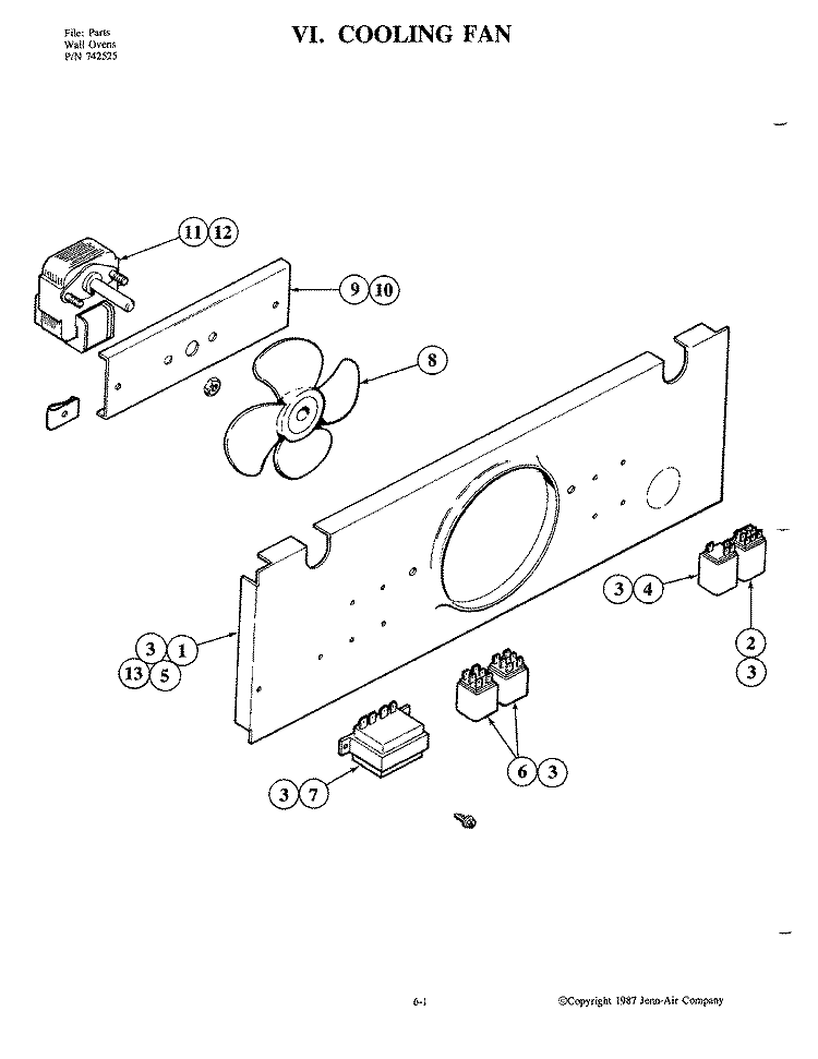 COOLING FAN Diagram and Parts List for W188W-C  Jenn-Air Wall Oven