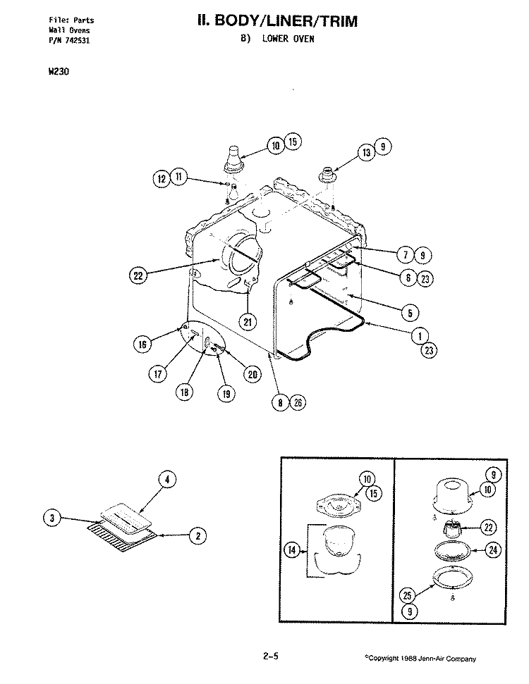 BODY (LOWER) Diagram and Parts List for W230  Jenn-Air Microwave Oven Combo