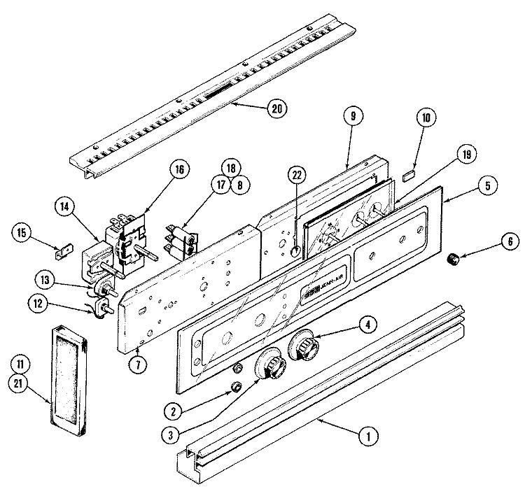 CONTROL PANEL Diagram and Parts List for W121  Jenn-Air Wall Oven