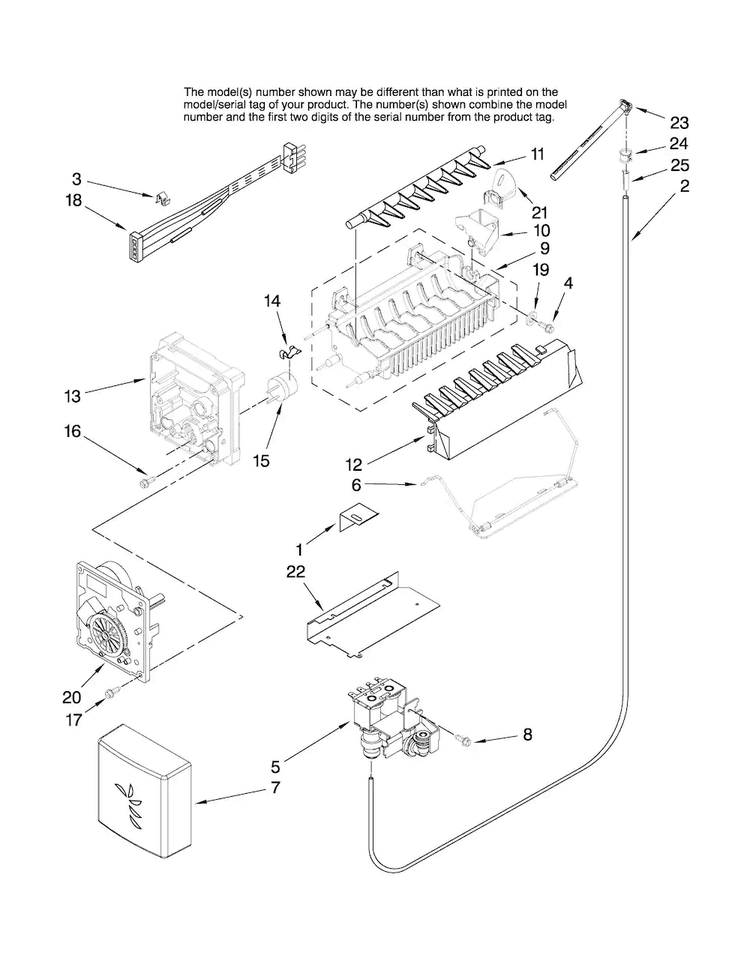 Icemaker Parts Diagram and Parts List for AS2626GEKB13  Amana Refrigerator