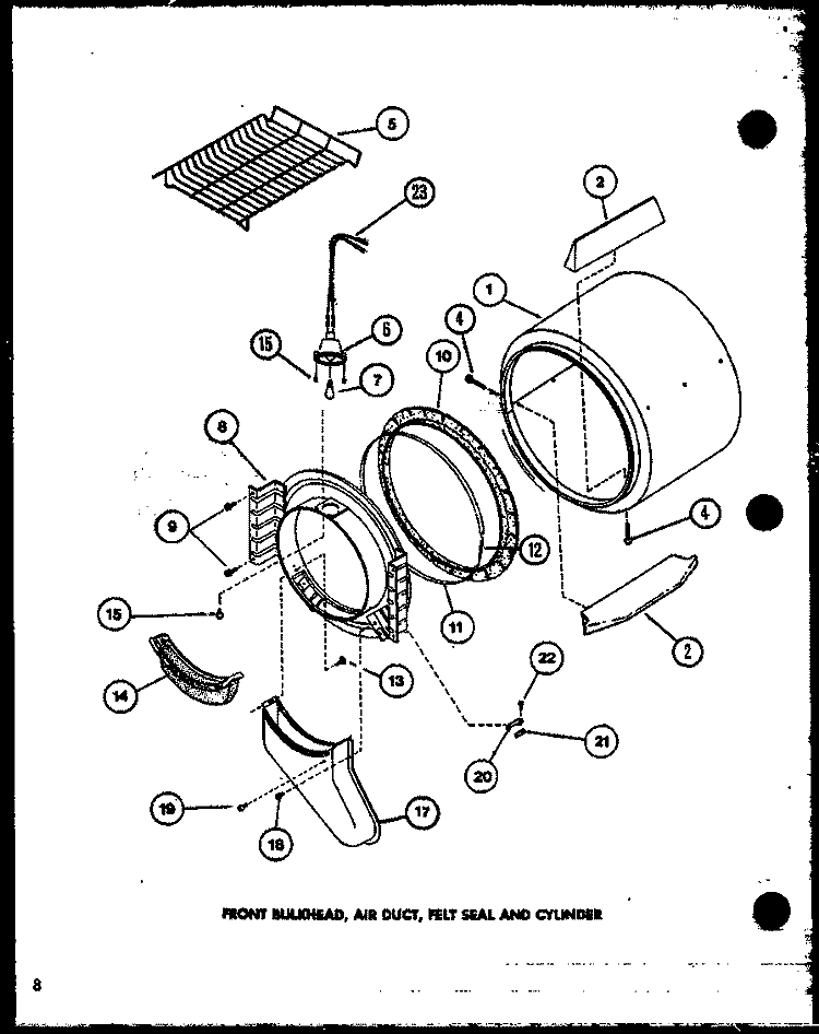 FRONT BULKHEAD Diagram and Parts List for CE9002 P7804829W Amana Dryer