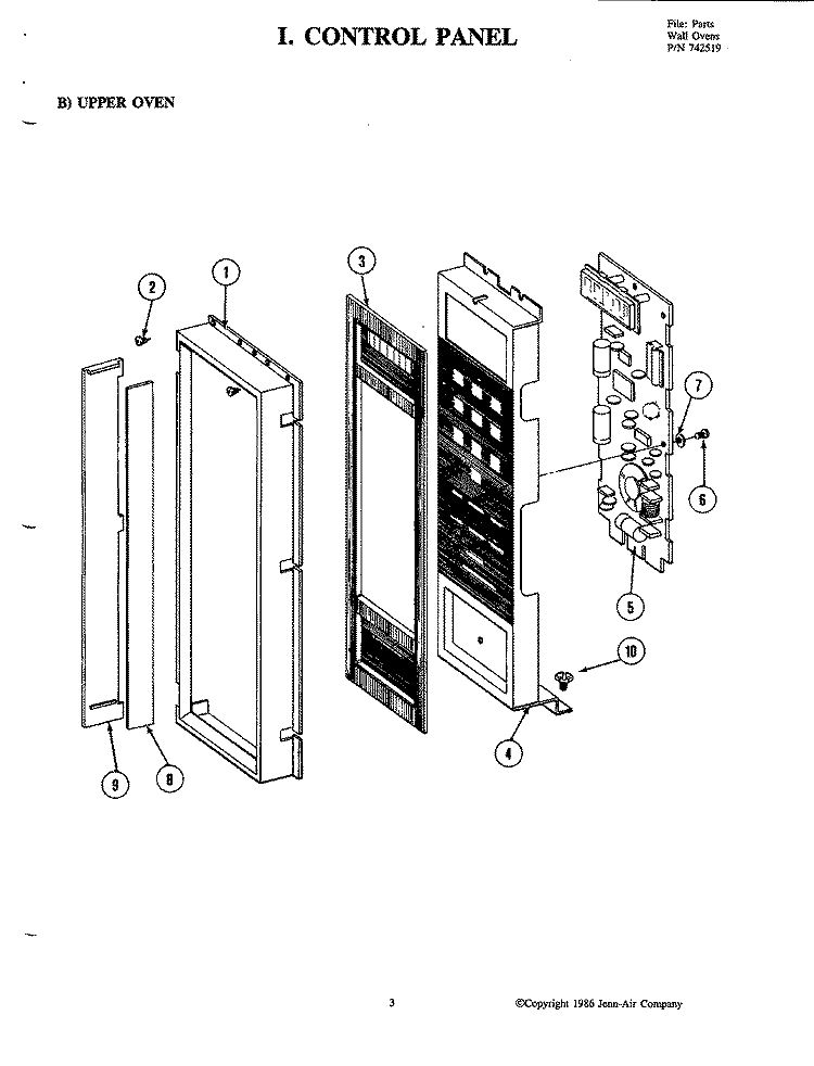 CONTROL PANEL (UPPER) Diagram and Parts List for W205  Jenn-Air Microwave Oven Combo