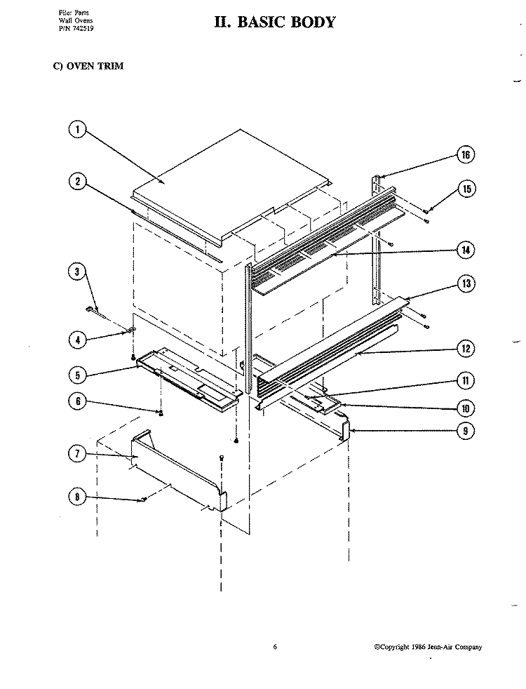 BODY Diagram and Parts List for W205  Jenn-Air Microwave Oven Combo