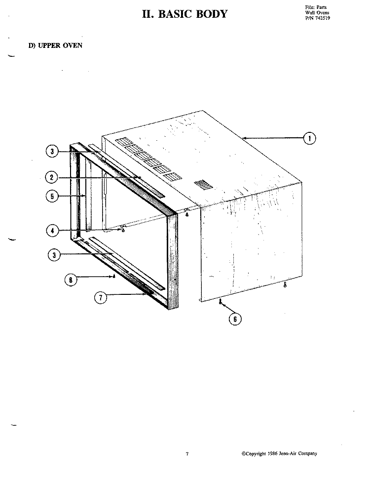 BODY (UPPER) Diagram and Parts List for W205  Jenn-Air Microwave Oven Combo