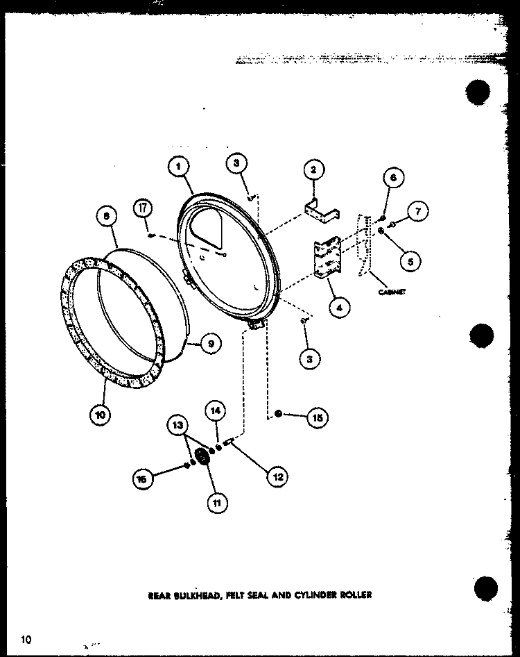 REAR BULKHEAD Diagram and Parts List for CE9002 P7804829W Amana Dryer