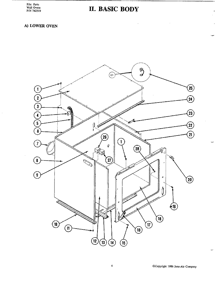 BASIC BODY - LOWER OVEN (W205) Diagram and Parts List for W205  Jenn-Air Microwave Oven Combo