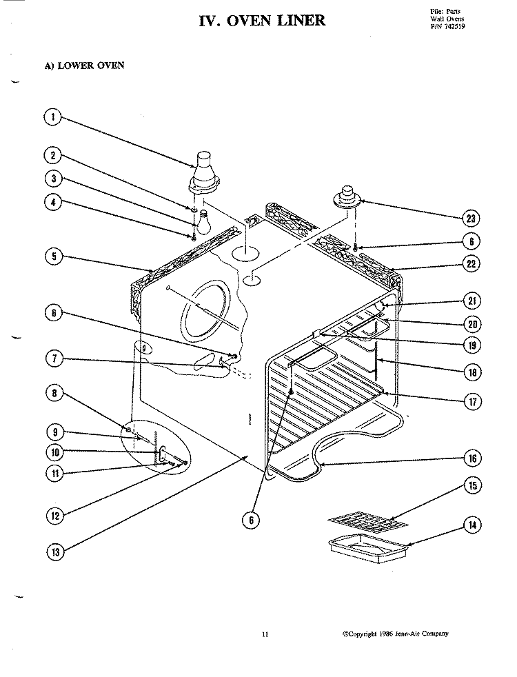 OVEN LINER - LOWER (W205) Diagram and Parts List for W205  Jenn-Air Microwave Oven Combo