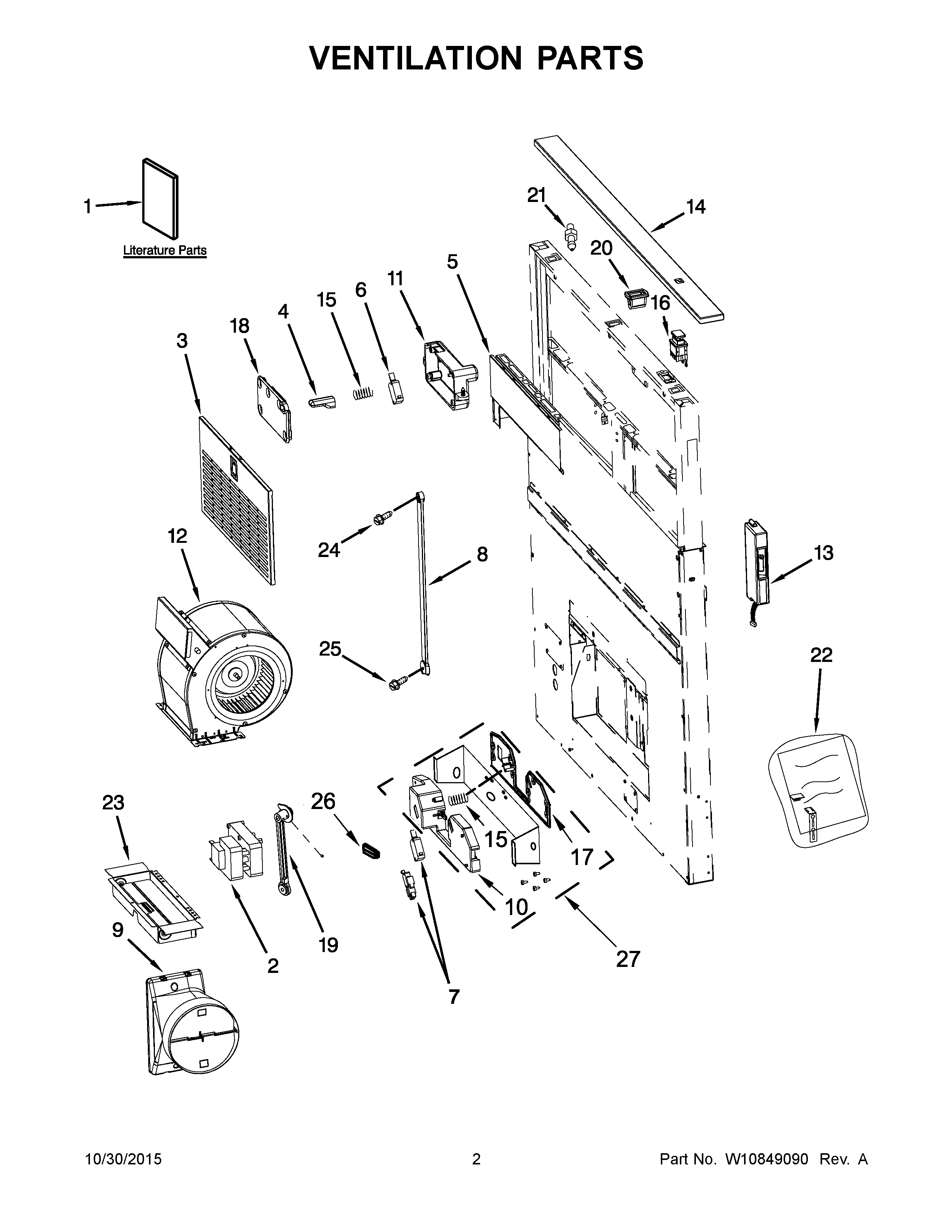 02 - VENTILATION PARTS Diagram and Parts List for JXD7030YS2  Maytag Range Hood