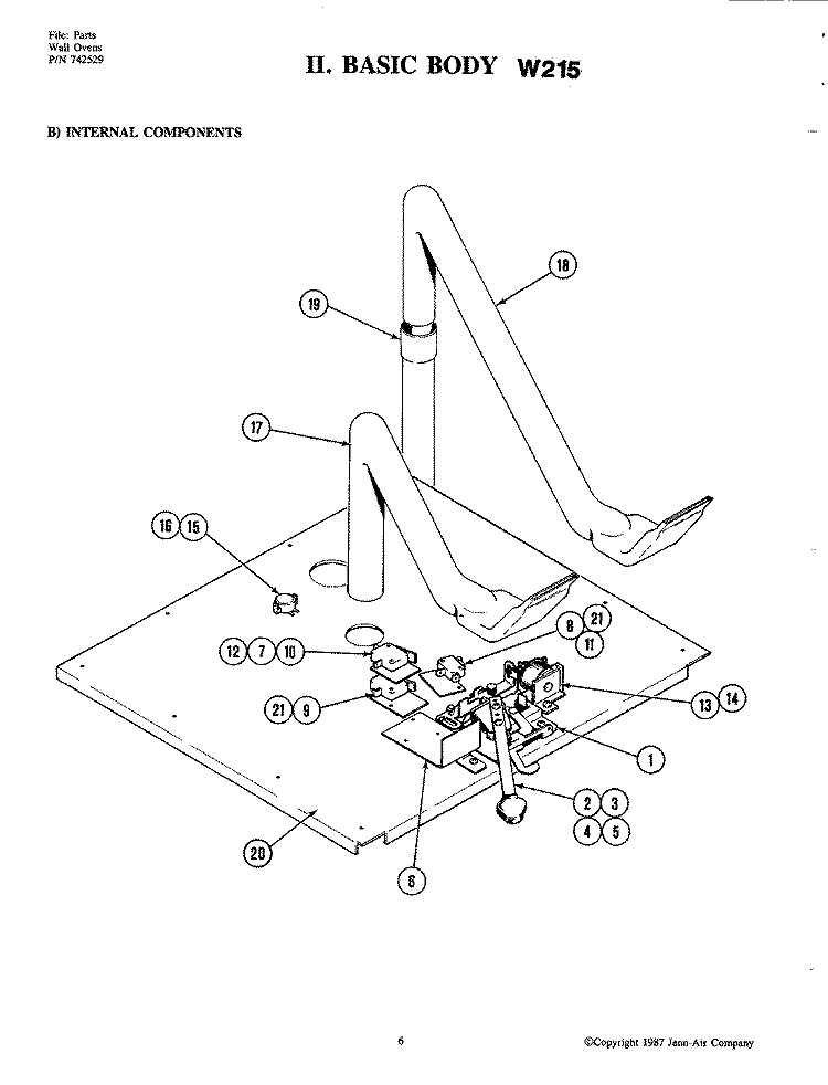 INTERNAL COMPONENTS Diagram and Parts List for W215  Jenn-Air Wall Oven