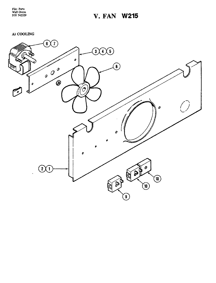 FAN (COOLING) Diagram and Parts List for W215  Jenn-Air Wall Oven