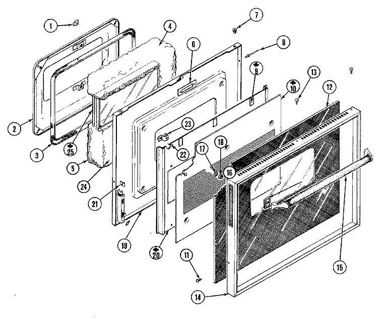 DOOR Diagram and Parts List for W122-C  Jenn-Air Wall Oven