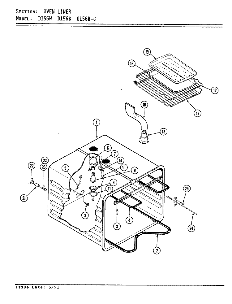 LINER (D156B & D156W) Diagram and Parts List for D156W  Jenn-Air Range
