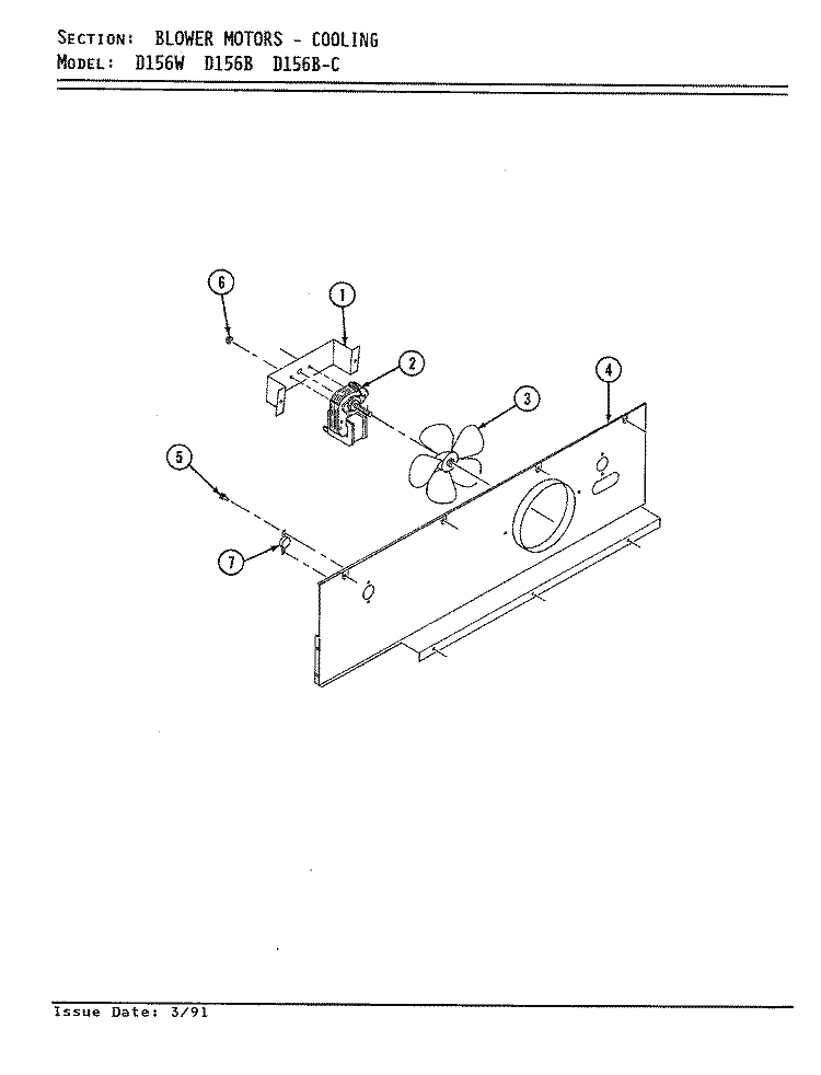 BLOWER MOTOR (COOLING D156B & D156W) Diagram and Parts List for D156W  Jenn-Air Range
