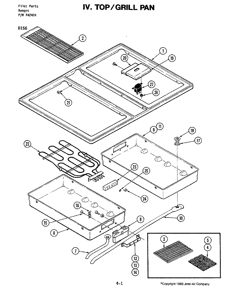 TOP Diagram and Parts List for D156  Jenn-Air Wall Oven
