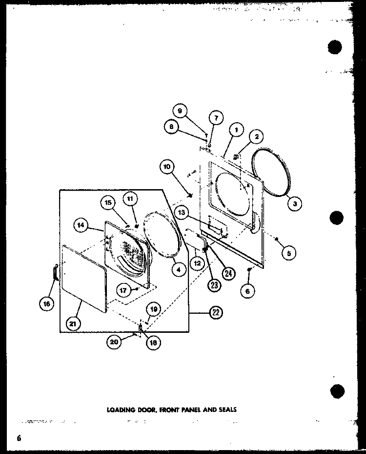 LOADING DOOR Diagram and Parts List for CG2412 P7762236W Amana Dryer