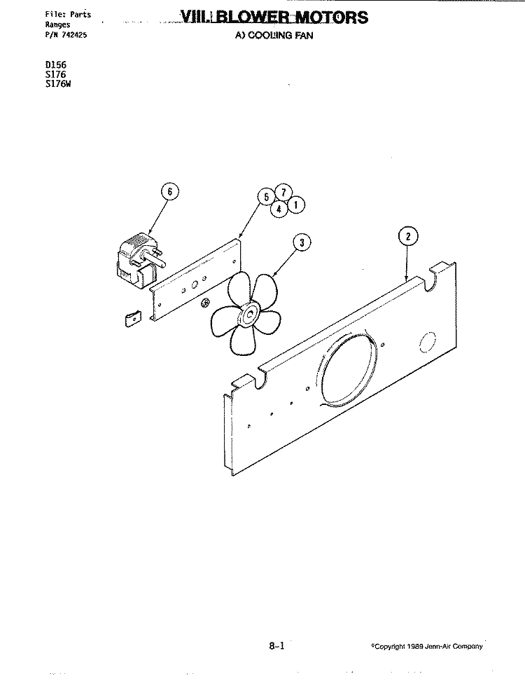 BLOWER MOTOR - COOLING FAN Diagram and Parts List for D156  Jenn-Air Wall Oven