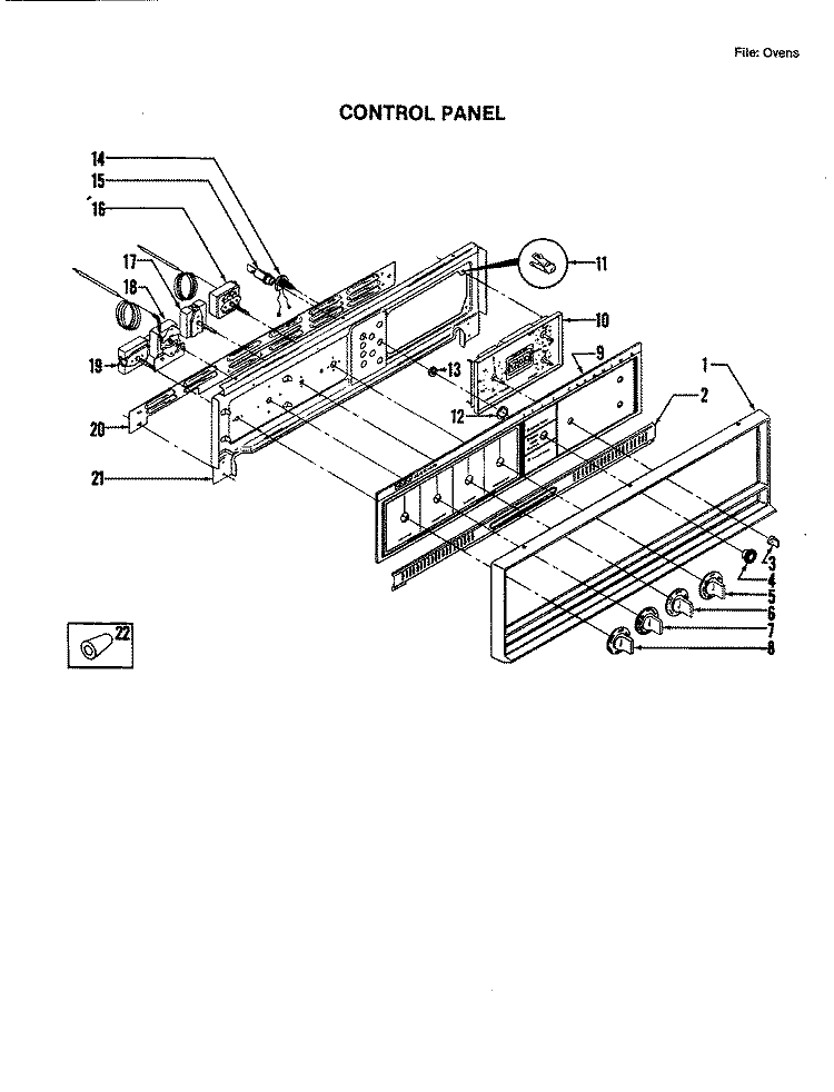 CONTROL PANEL Diagram and Parts List for W240  Jenn-Air Wall Oven