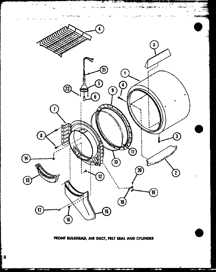 FRONT BULKHEAD Diagram and Parts List for CG2412 P7762236W Amana Dryer